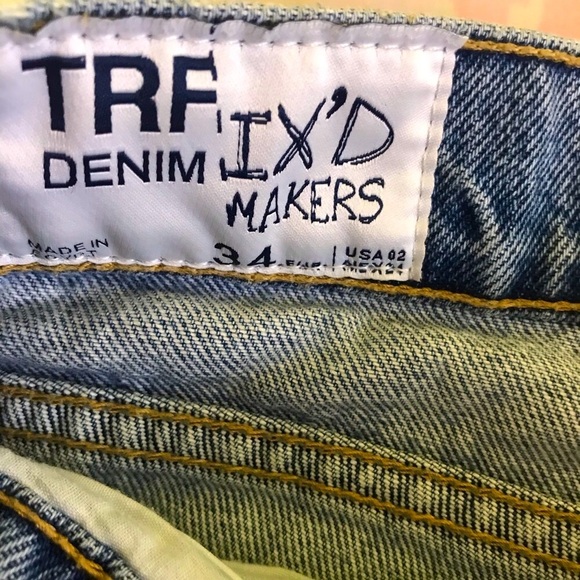 Zara Two Tone Raw Hem Straight Cut Jeans - Picture 16 of 16